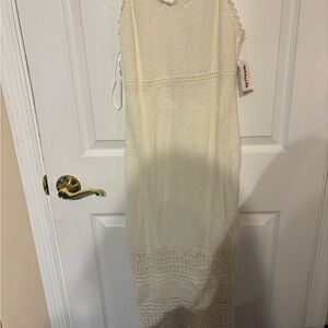 Sleeveless Cream Crochet Maxi Dress